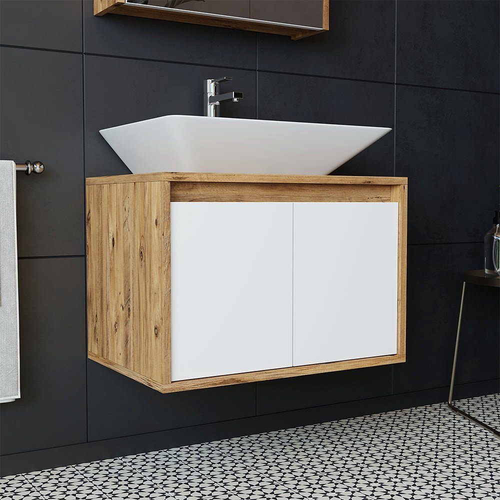 Roomart Badmöbel-Set, (Badezimmermöbel ATLANTIC 65cm in 4 Farben Unterschrank)