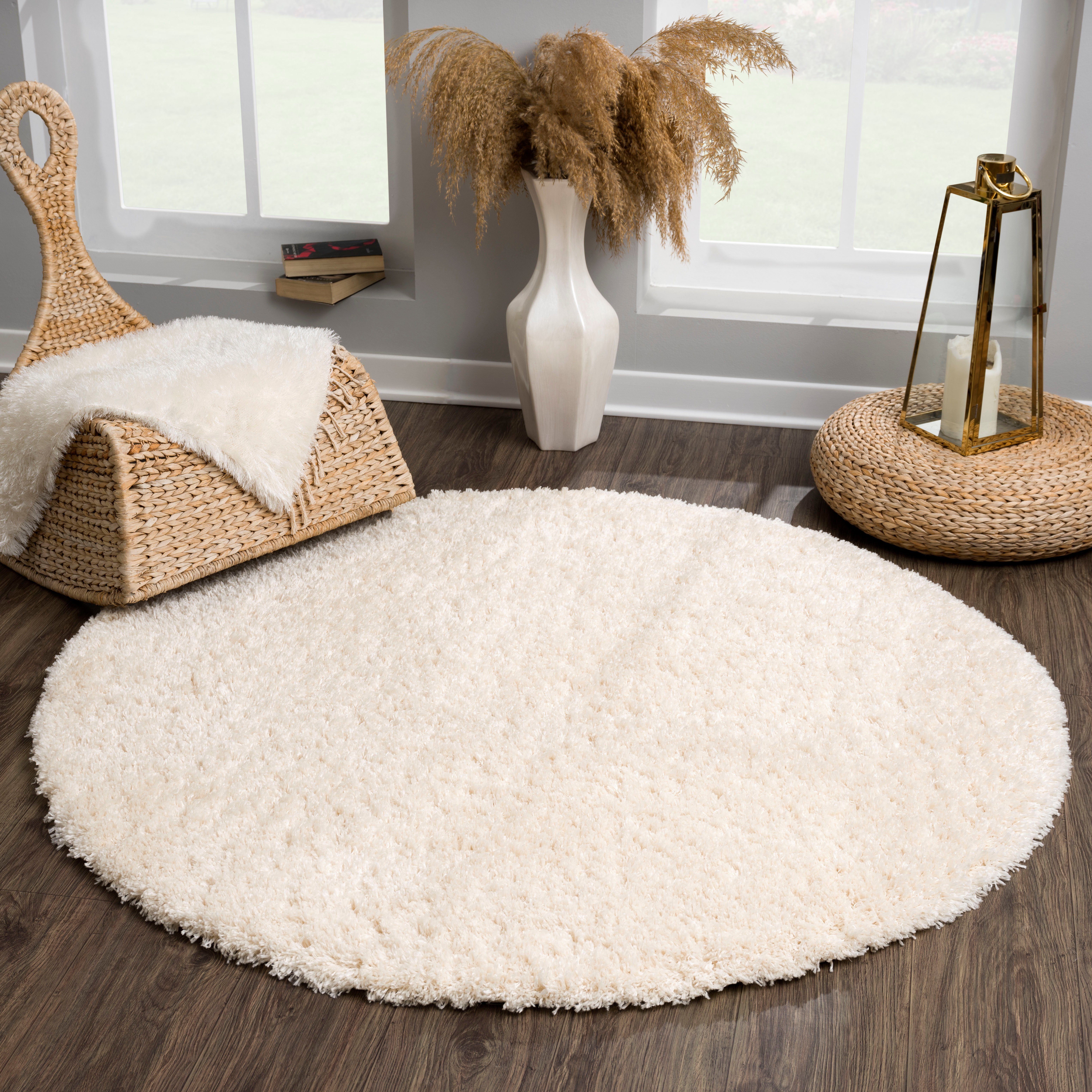 Hochflor-Teppich Porto, Sanat, rund, Höhe: 45 mm, Wohnzimmer, Langflor, Shaggy Teppich