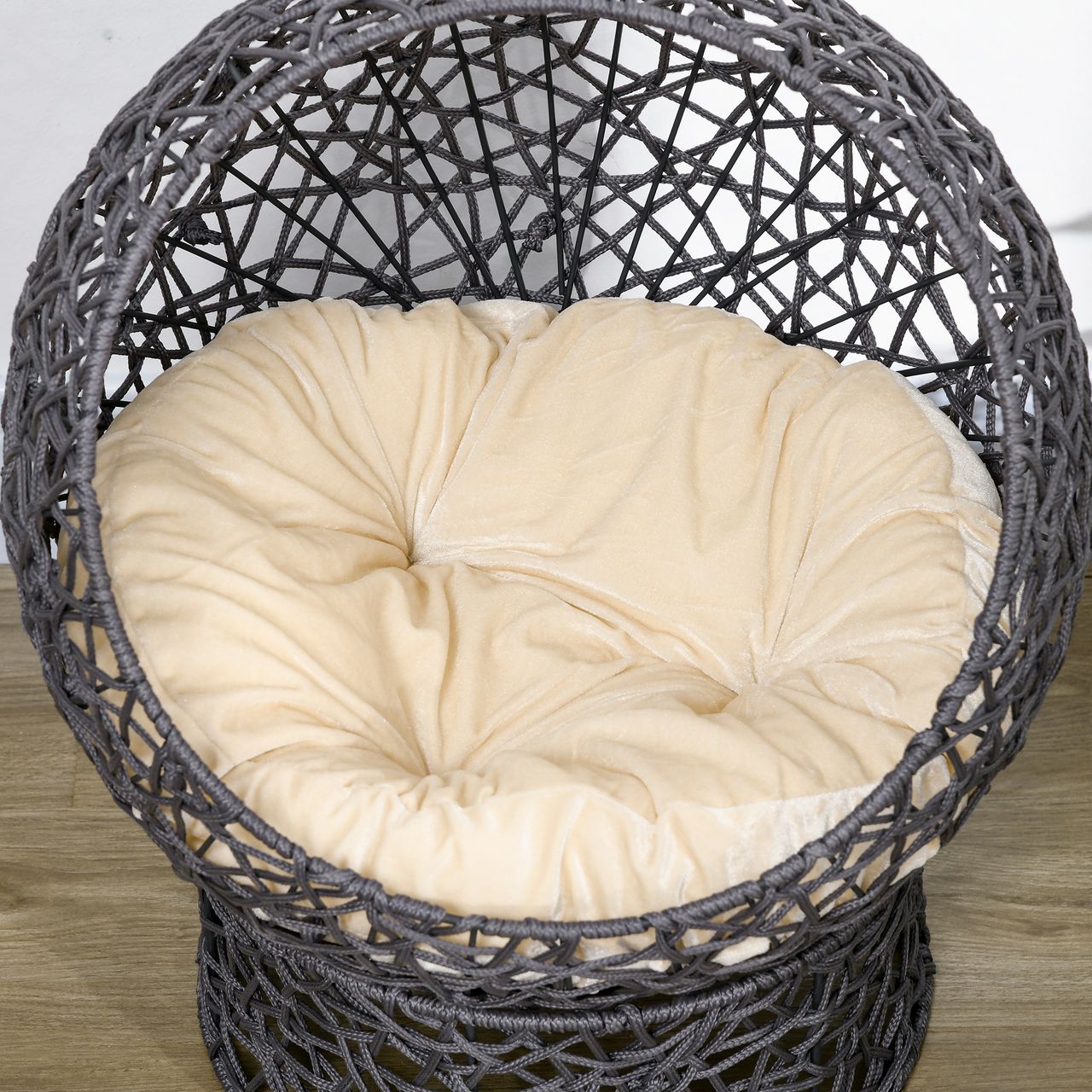 PawHut Katzenkorb, Katzenhütte mit Kissen, Katzenhöhle, Polyester-Seil, Violett
