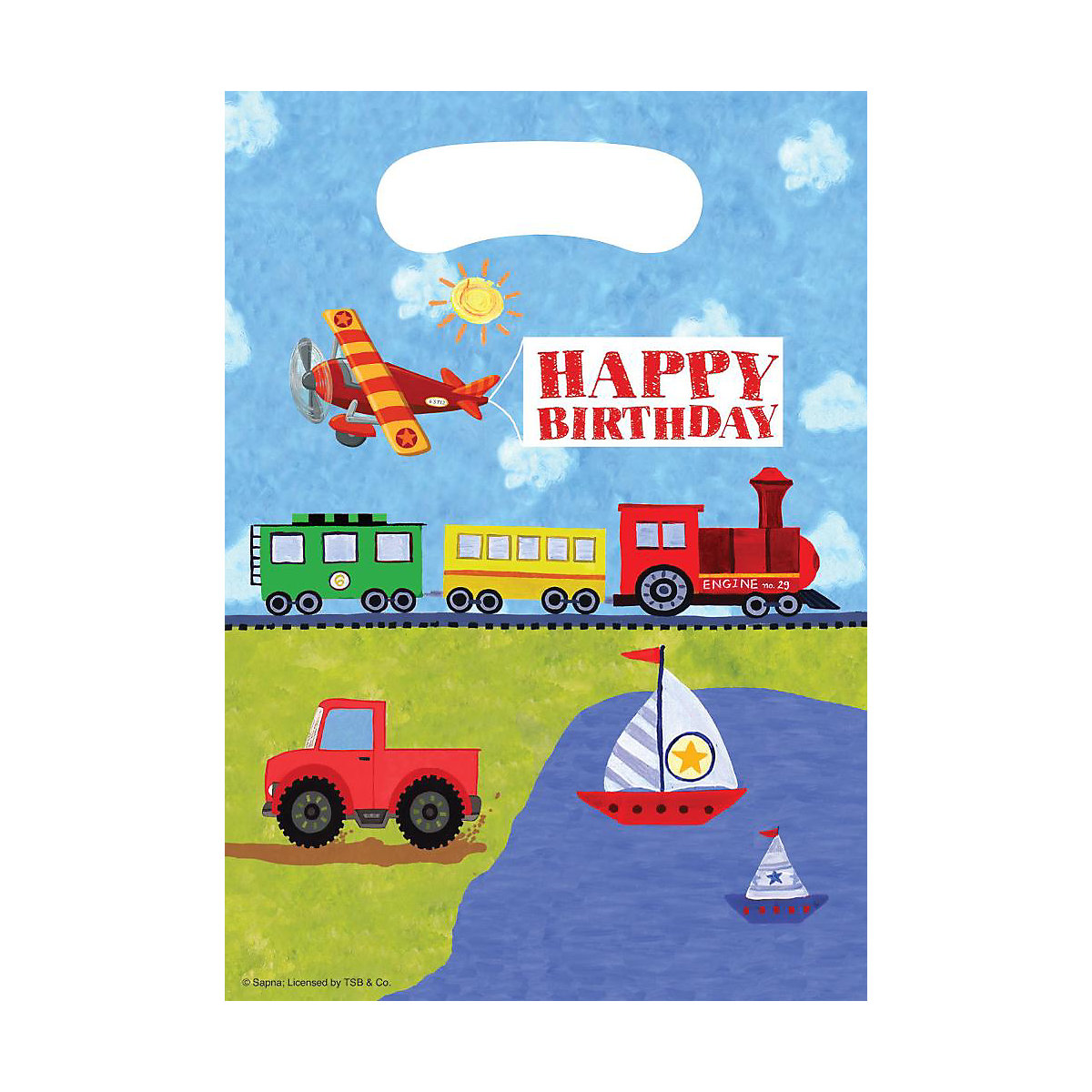 Geschenktüte Mitgebseltüte Fahrzeuge, Kunststoff, 22 x 16 cm, 8 Stück