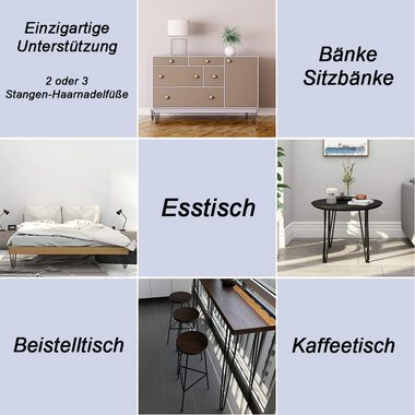 Melko Tischbein Tischgestell Hairpin Tischbeine 4er-Set Schwarz Silber Leg Haarnadelbeine Stahl Tisch Tischkufen Legs Esstisch Harpins Tischbein, Bodenschoner