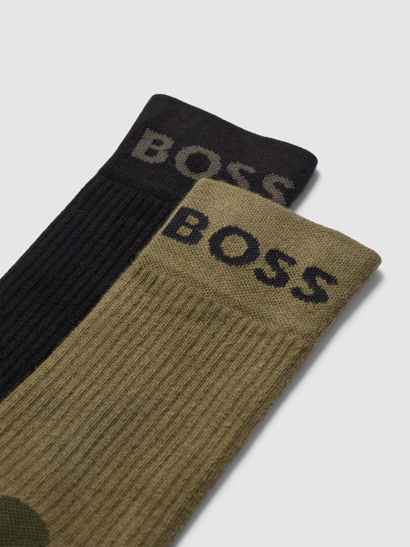 Socken mit Label-Schriftzug im 2er-Pack Modell 'Sport' in olivgrün