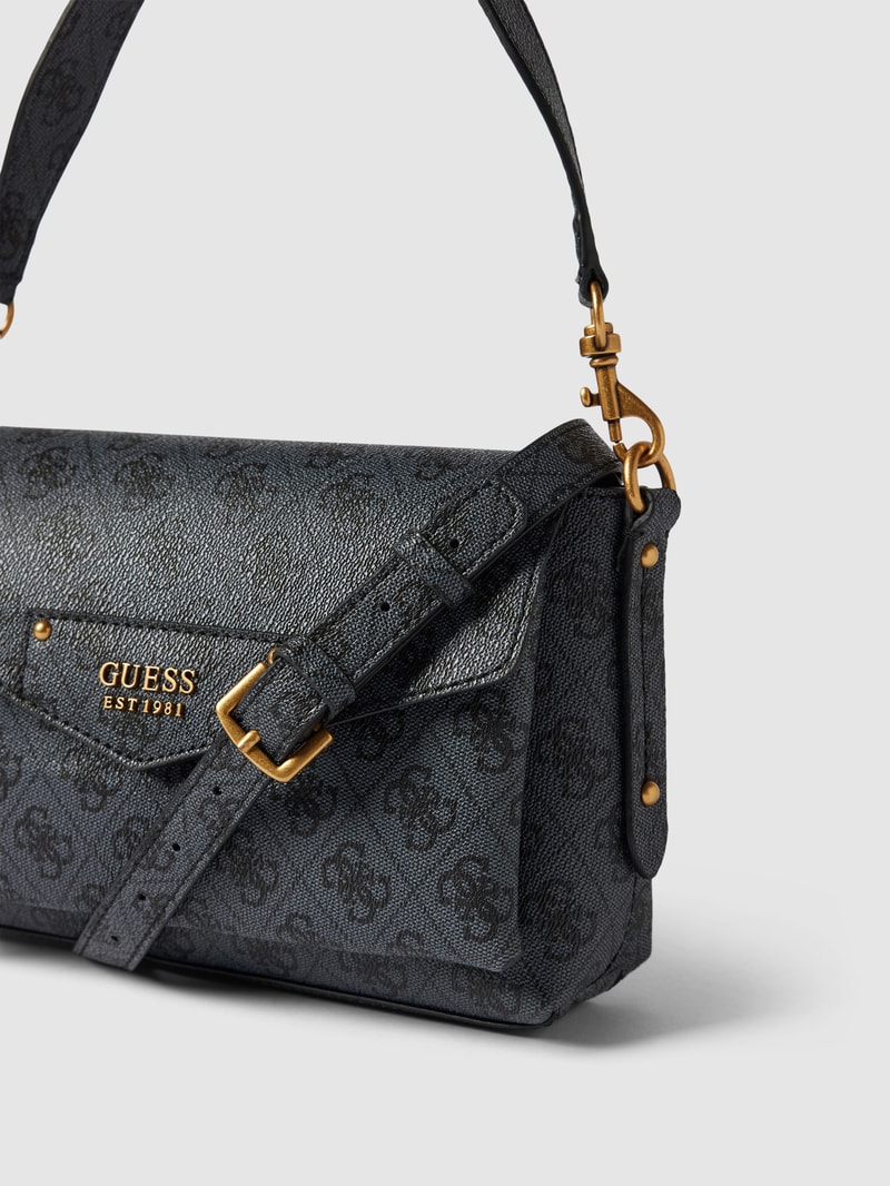 Schultertasche mit Allover-Logo Modell 'BRENTON' in schwarz