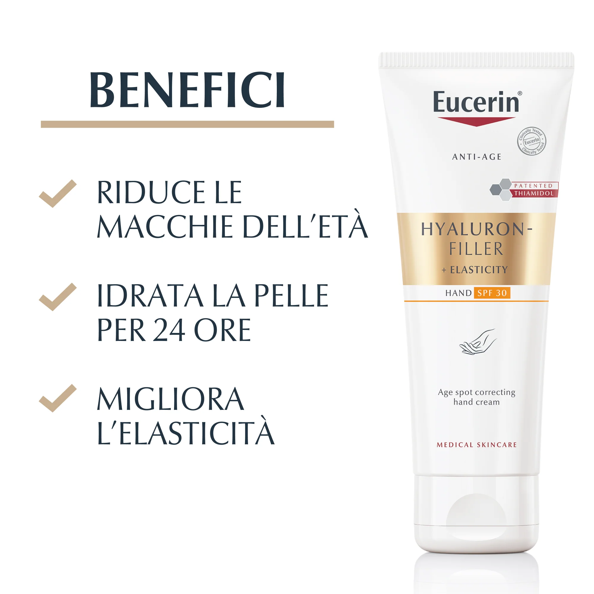 Cremă de mâini anti-îmbătrânire și anti-pete cu acid hialuronic și elasticitate SPF30 - Tratament anti-îmbătrânire și anti-pete pentru mâini