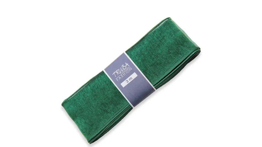 TRUBA Chiffonband mit Draht uni tannengrün 3 m