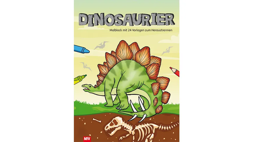 Dinosaurier - Malblock mit 24 schwarz/weiß Vorlagen zum Heraustrennen