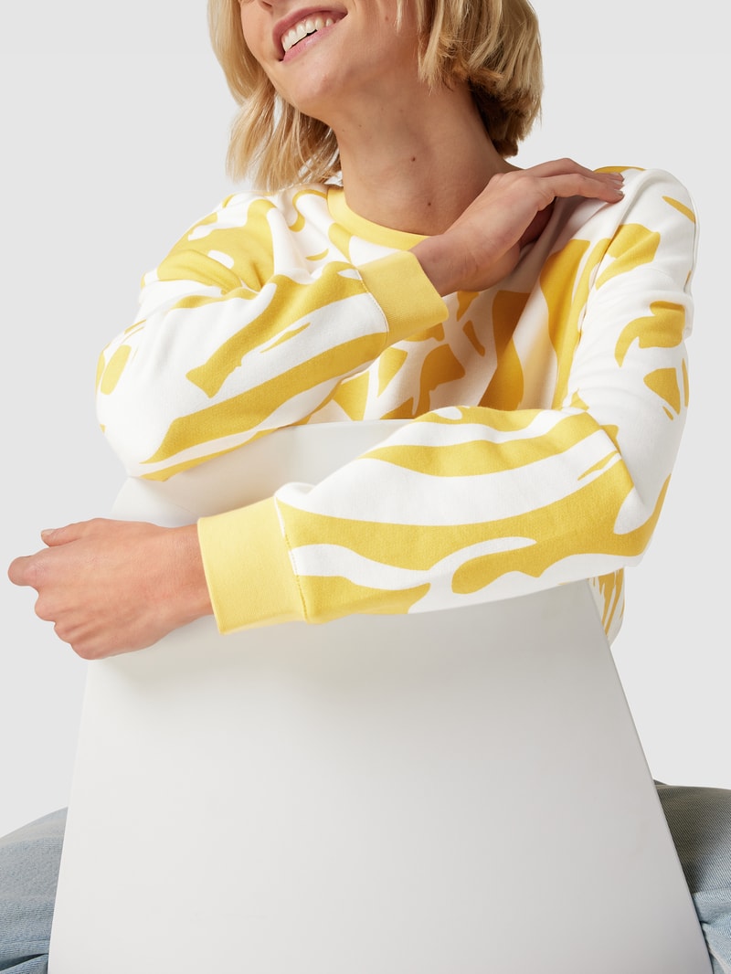 Sweatshirt mit Allover-Muster Modell 'Bo' in gelb