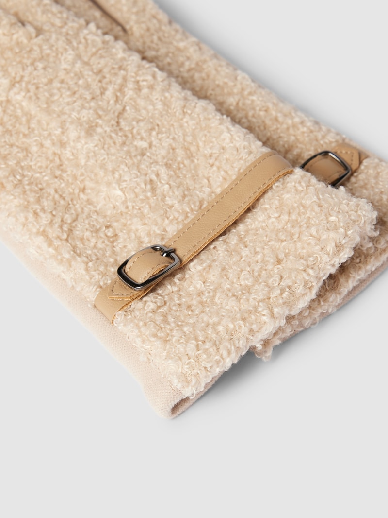 Hanschuhe mit Teddyfell in beige