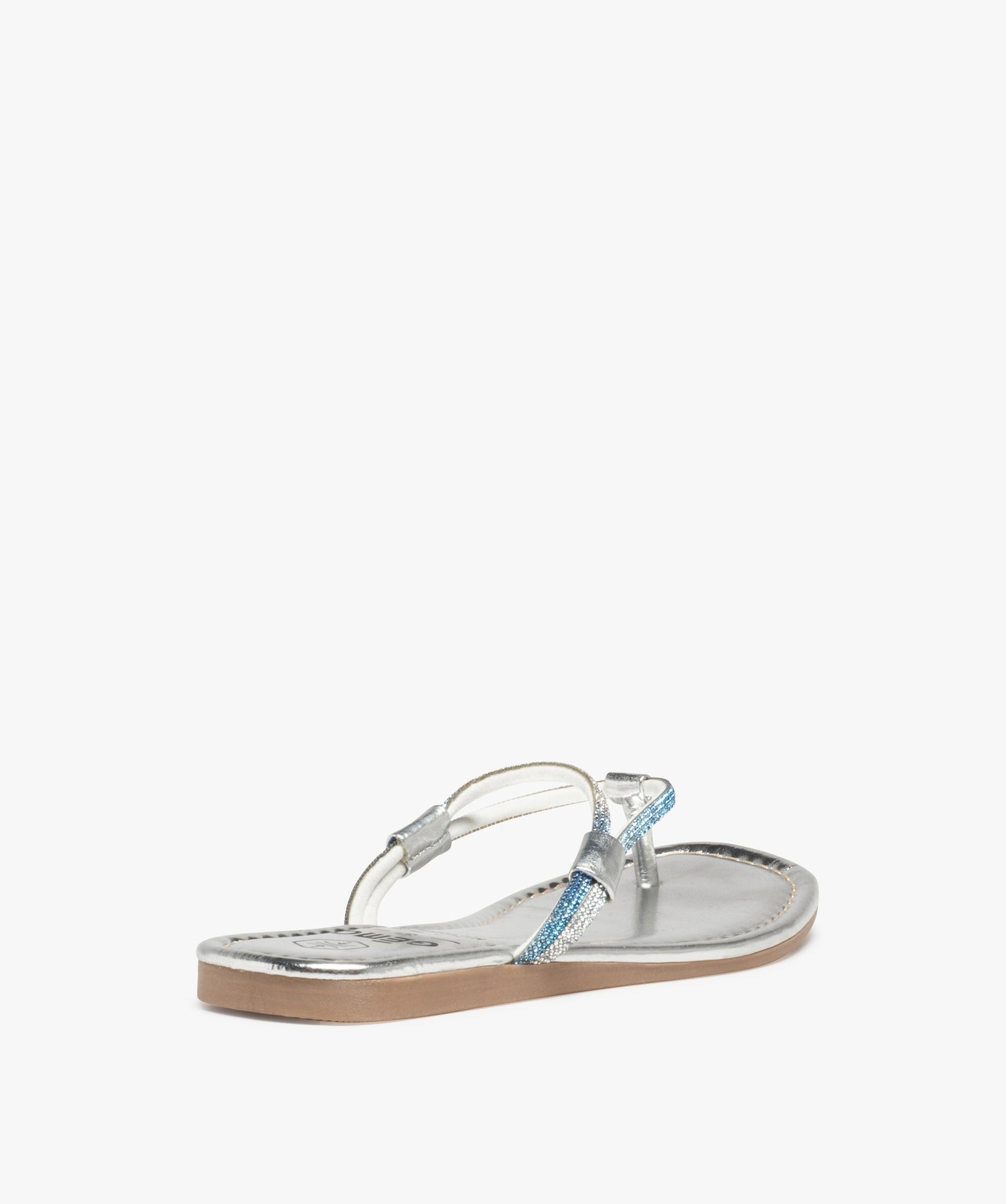Mules femme plates métallisées à strass argent | GEMO