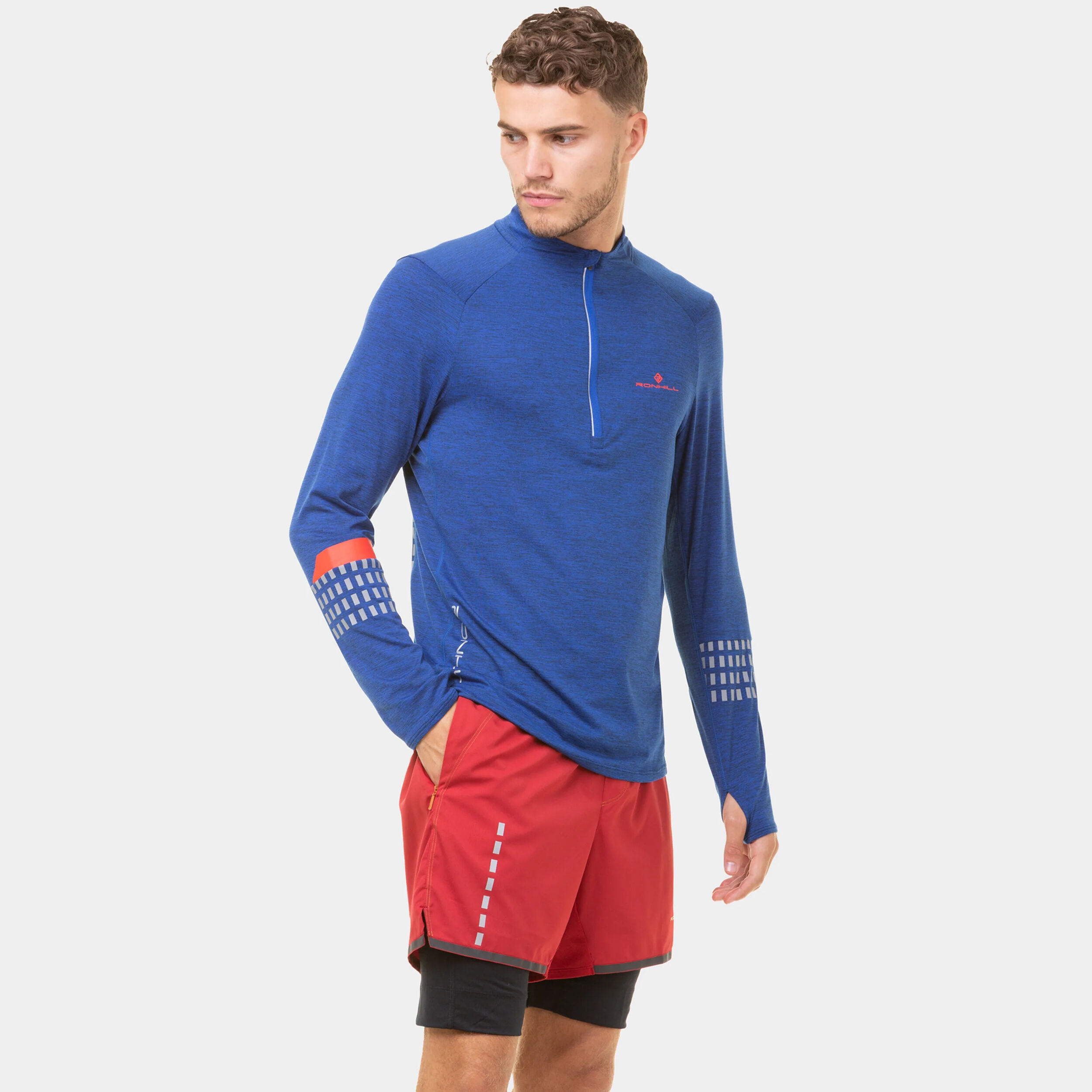Tech Afterhours 1/2 Zip Laufshirt Herren - Blau