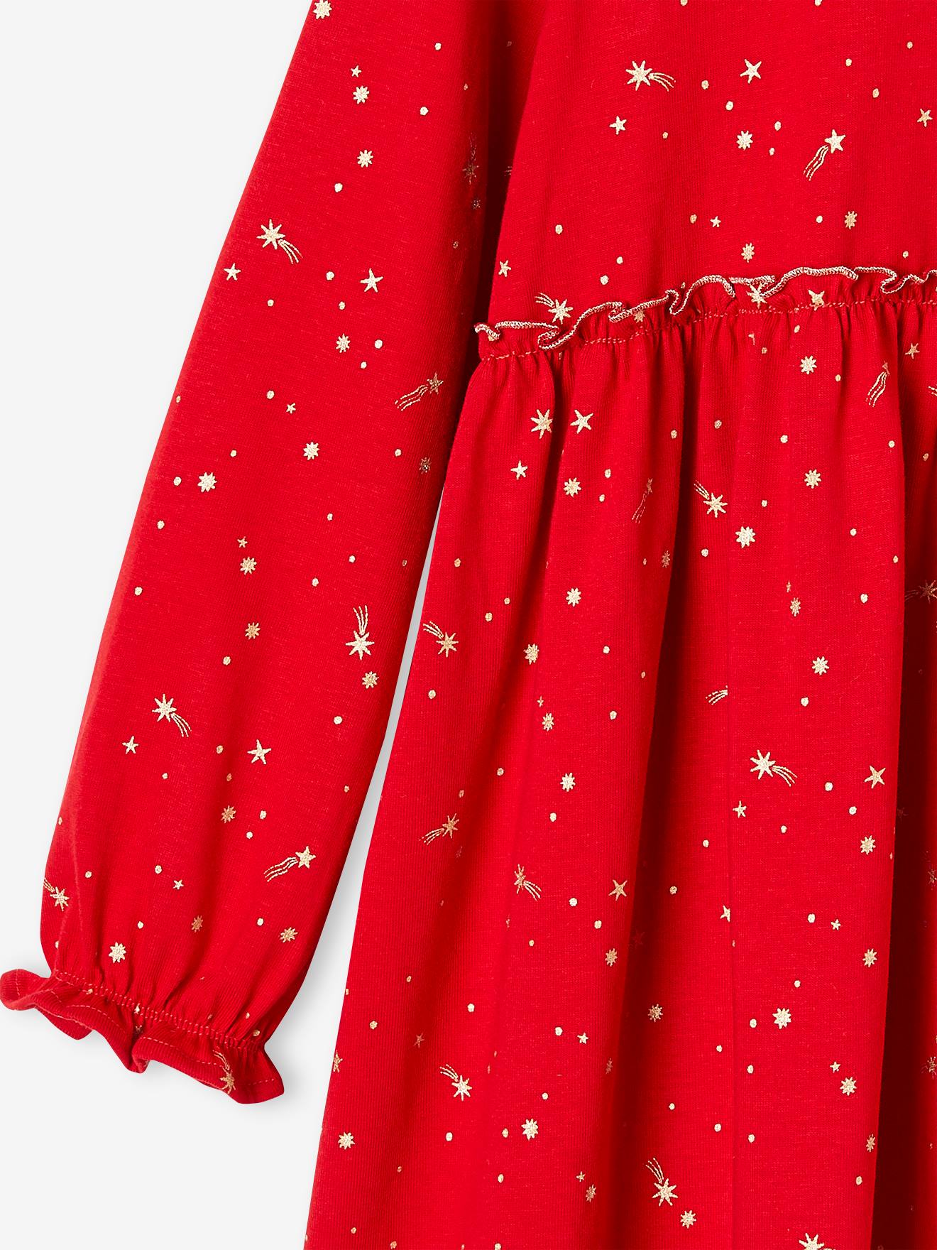 Vertbaudet Festliches Mädchen Kleid mit Glanzsternen - grün