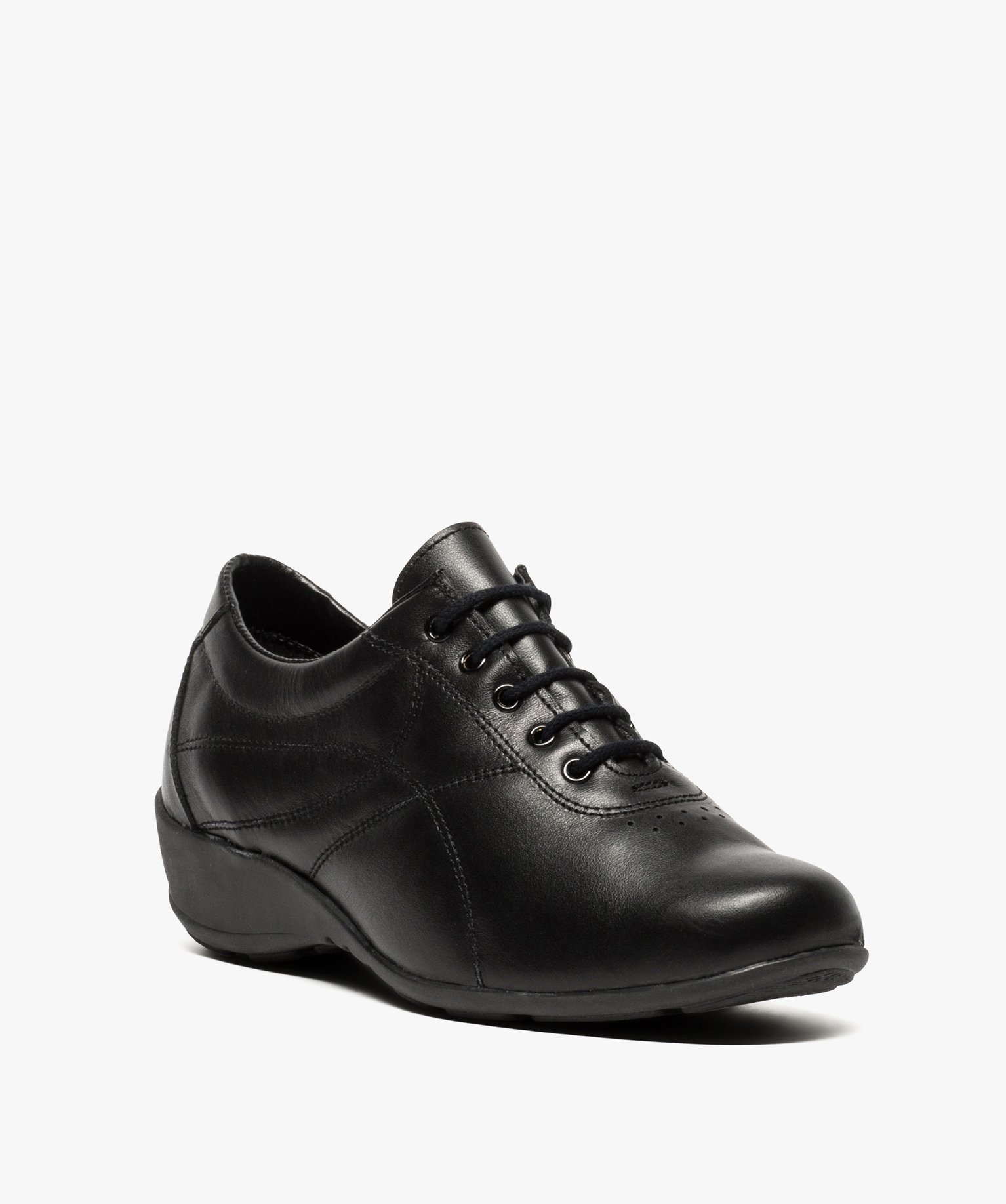 Derbies femme confort dessus cuir à talon compensé - Bopy noir | GEMO