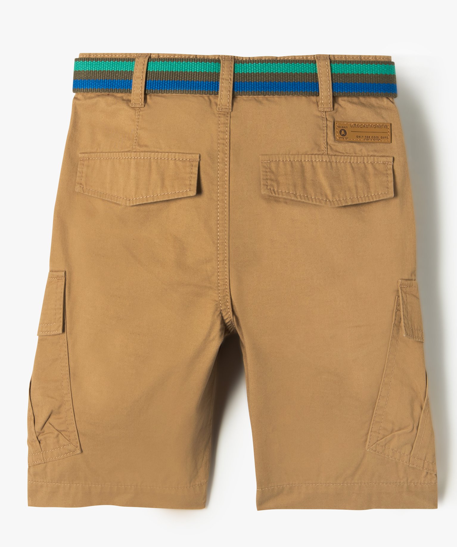 Bermuda Garçon en toile avec poches à rabat et ceinture - ... beige | GEMO