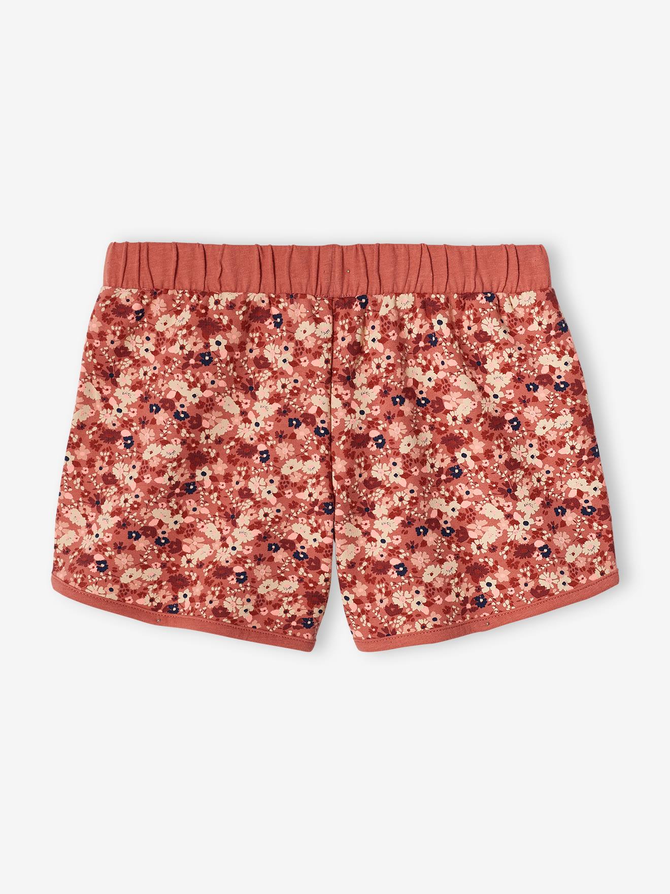 Short de sport imprimé fleurs fille bleu imprimé