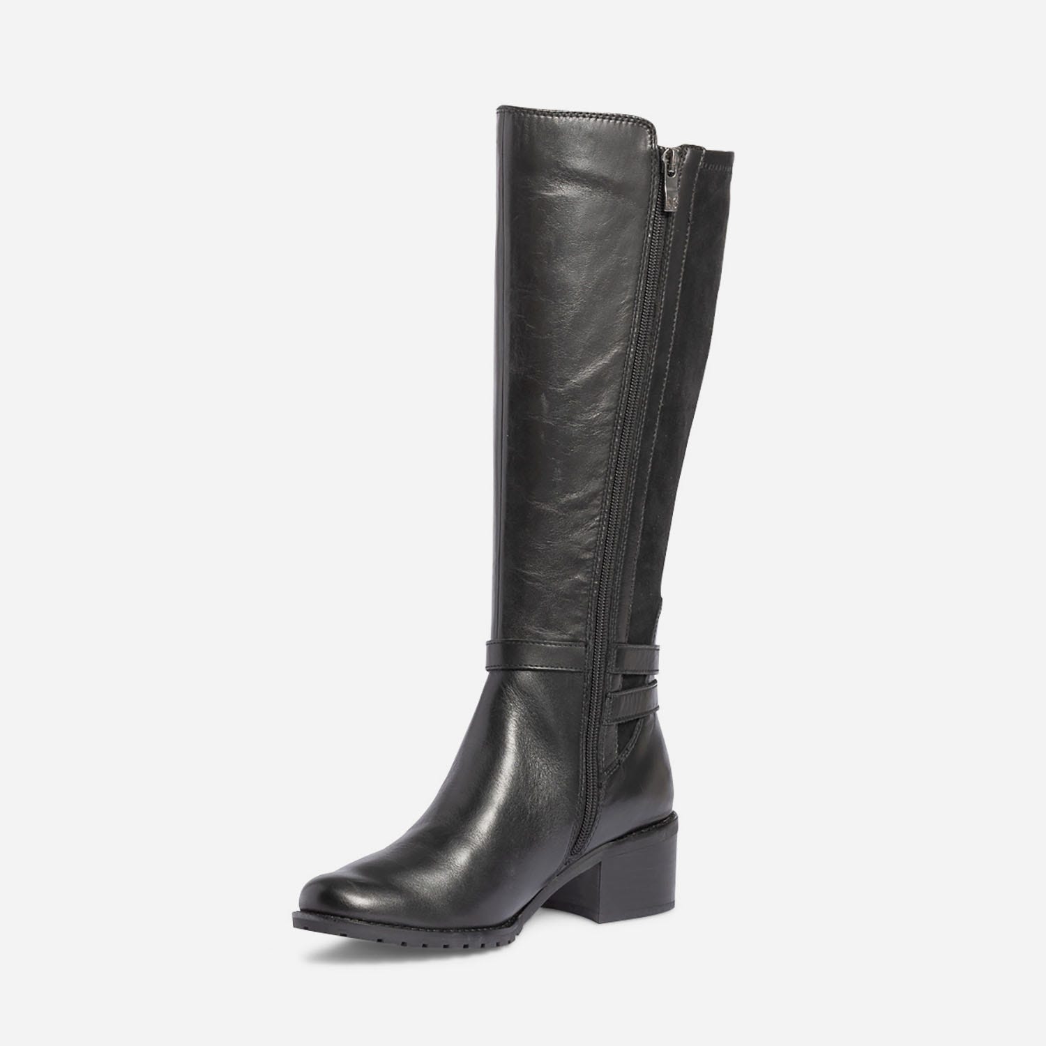 Botte CAPRICE noire bi matière à double bride