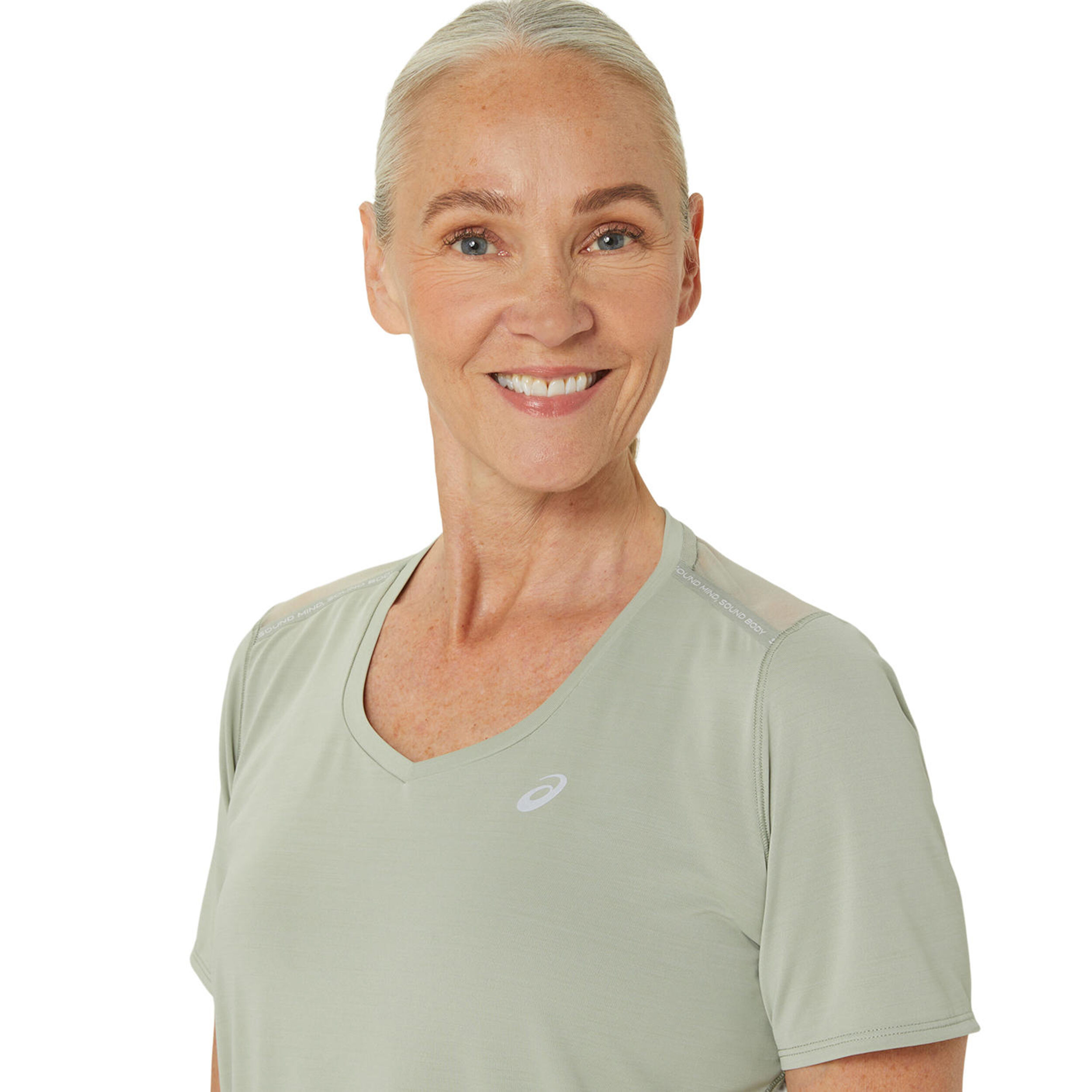 Road V-Neck Laufshirt Damen - Oliv