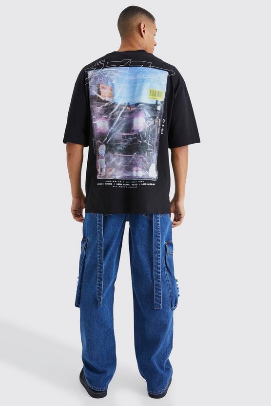 Lockere zerrissene Cargo-Jeans mit Riemchen-Detail