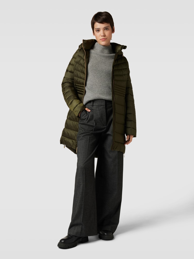 Steppjacke mit Kapuze Modell 'LONG LINE' in khaki