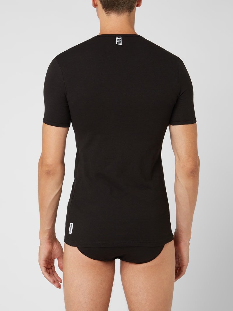 T-Shirt mit Stretch-Anteil im 2er-Pack in schwarz