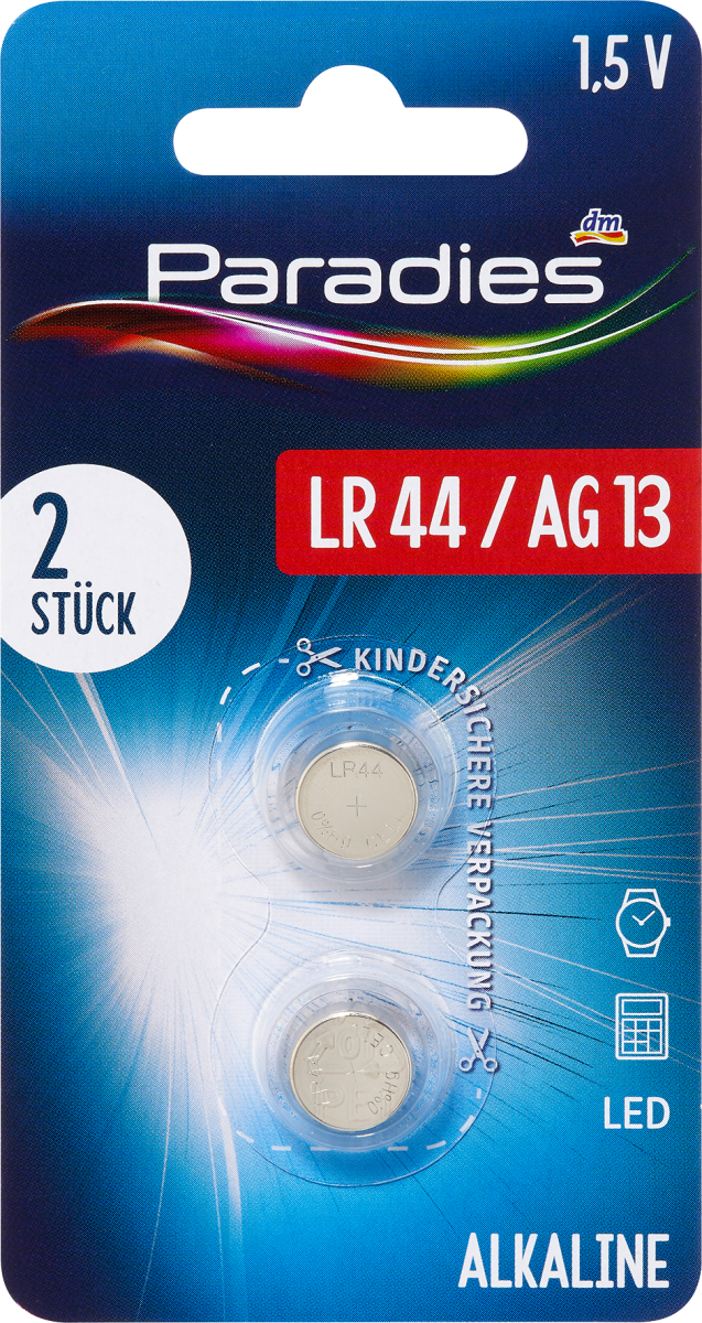 Batterien Knopfzelle LR44, 2 St