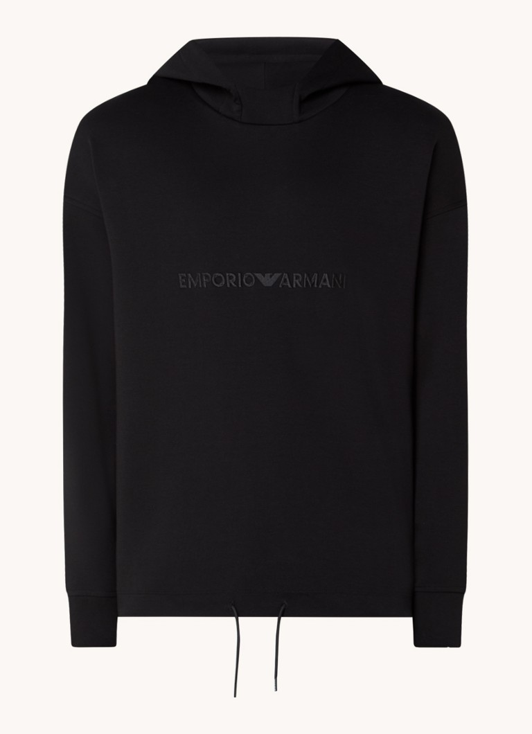 Emporio Armani Hoodie with logo embroidery and drawstring