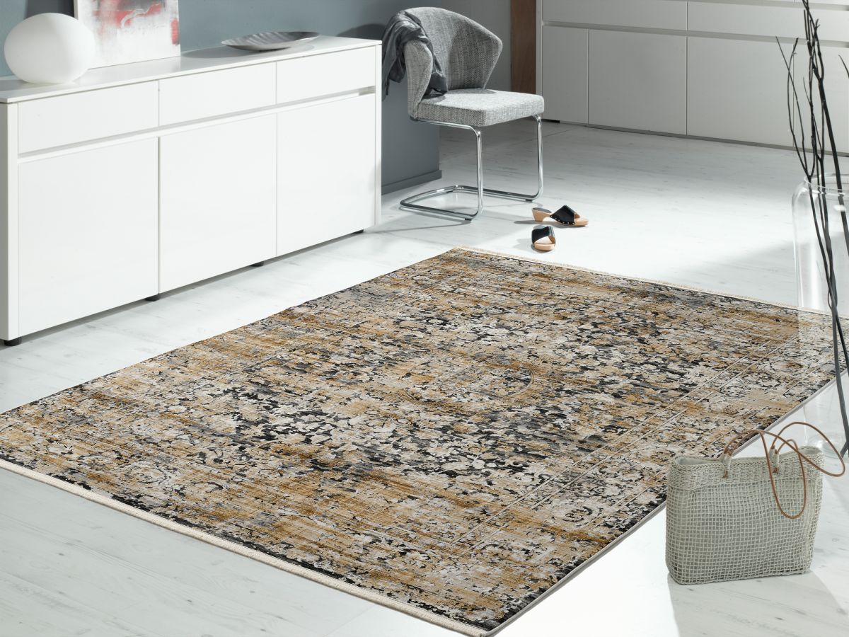 Webteppich Opal Grau-Gold 140 x 200 cm