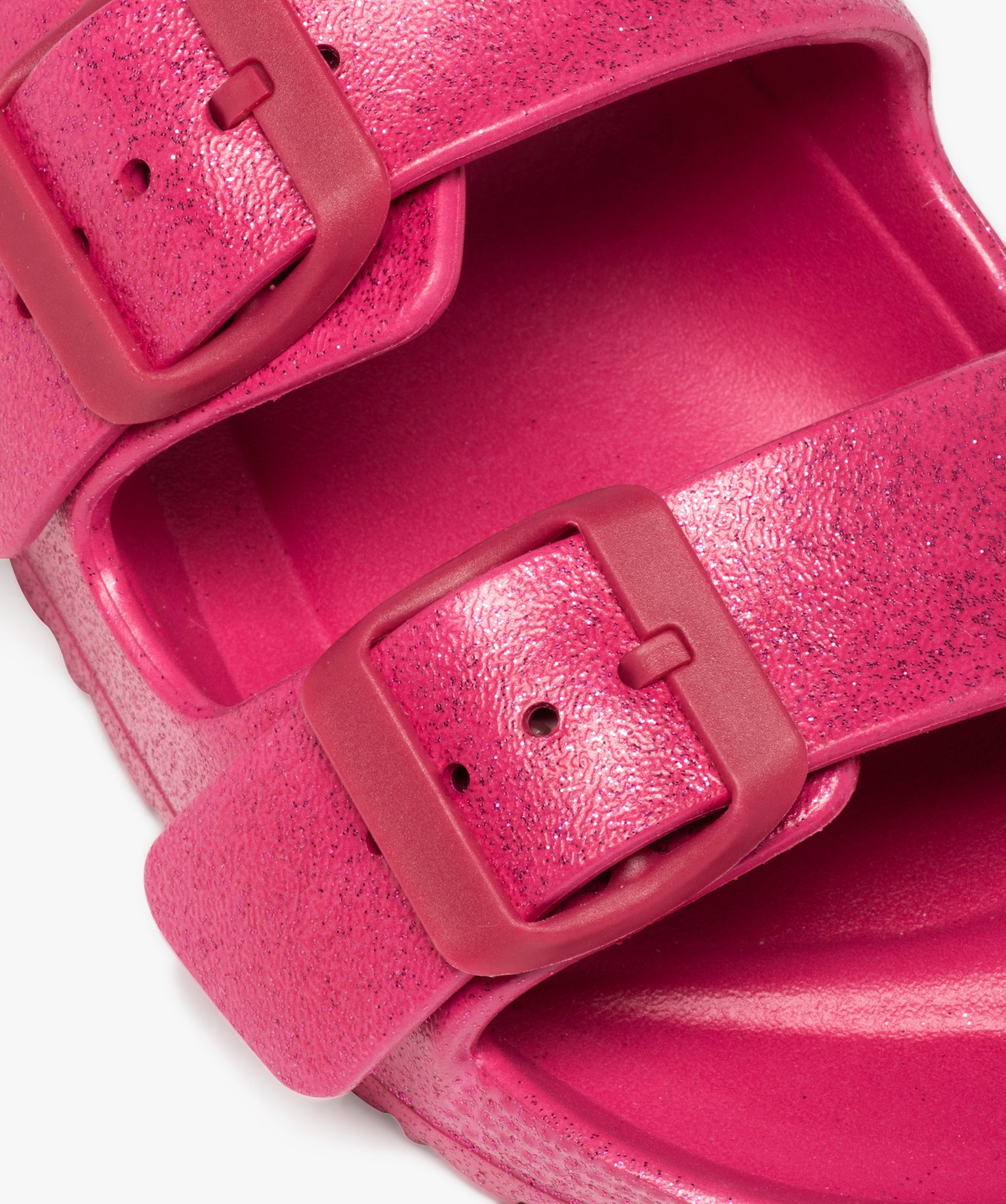 Mules de piscine fille pailletées à brides ajustables fuchsia | GEMO