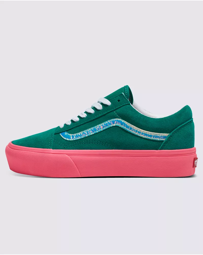 Customs Elevated Ultramarine Green Suede Platform Old Skool Shoe