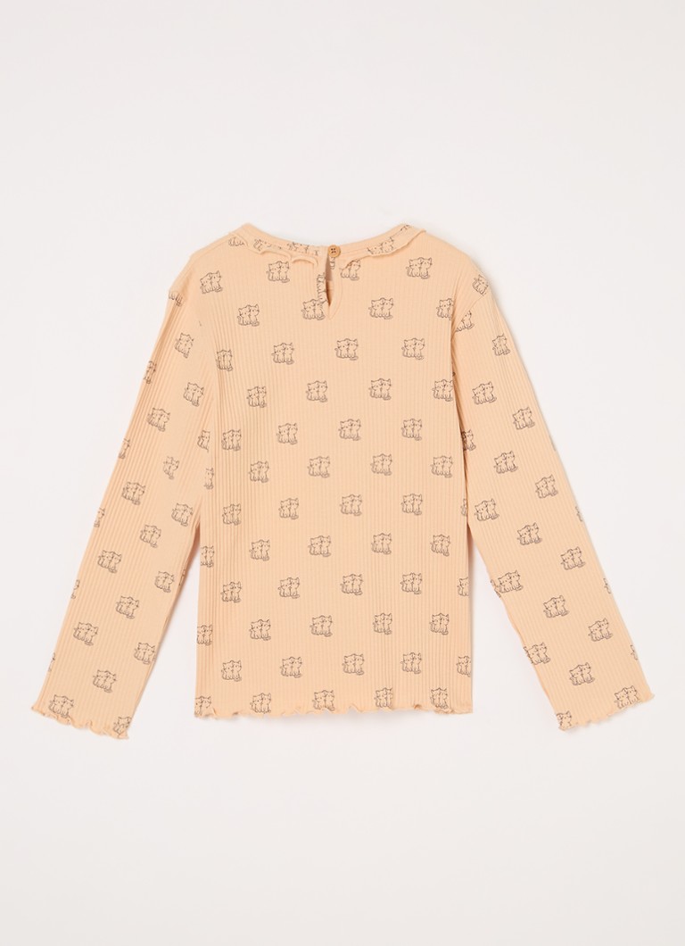 Camisa de manga comprida canelada Benetton com estampa.