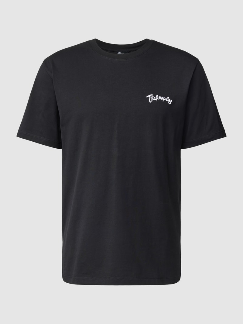 T-Shirt mit rückseitigem Motiv-Stitching in schwarz