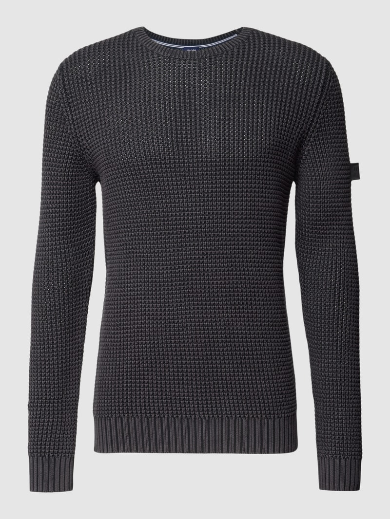 Strickpullover mit Label-Detail Modell 'Hadriano' in schwarz
