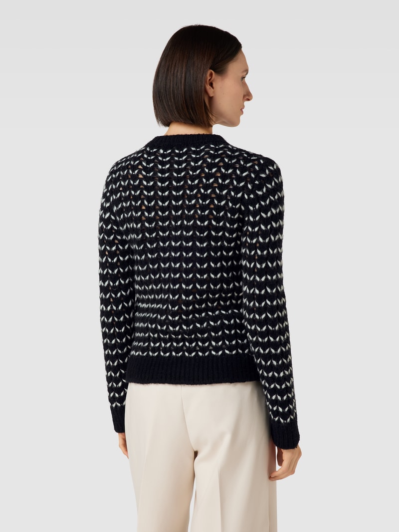 Strickpullover mit Allover-Muster Modell 'GUINEA' in schwarz