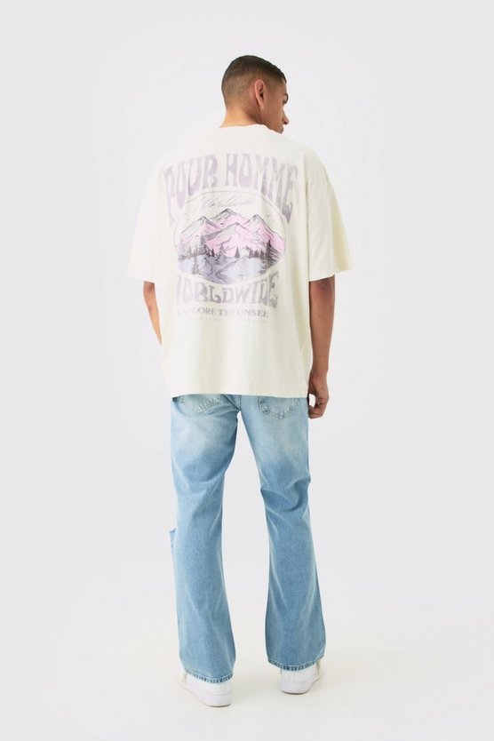 Lockere Schlagjeans mit Rissen am Knie