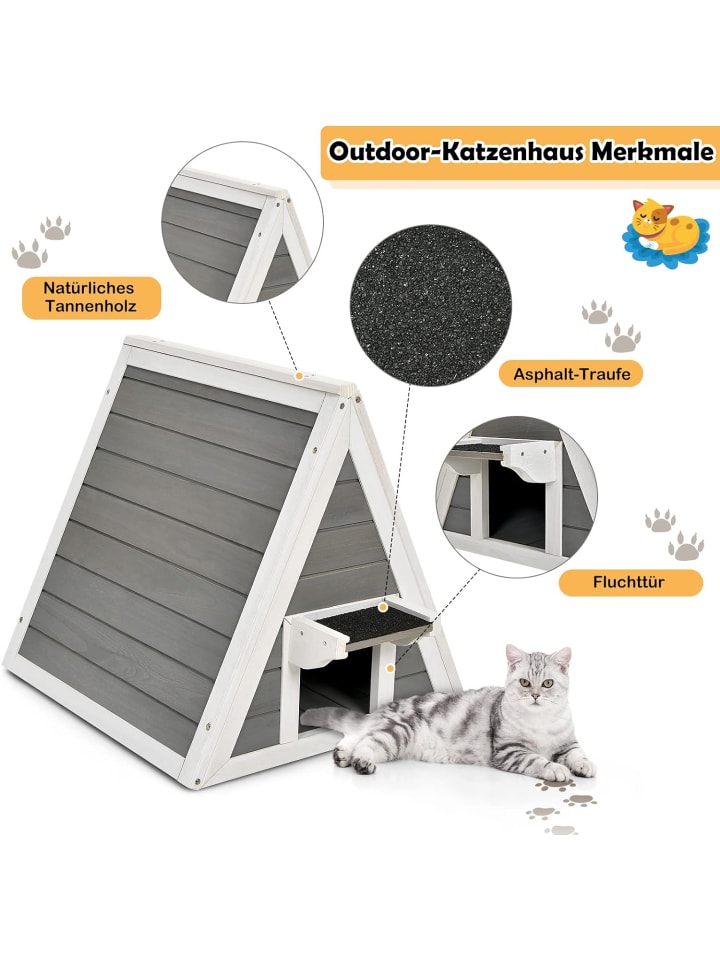 COSTWAY Katzenhaus in Grau günstig kaufen 50 cm
