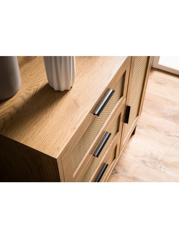 KADIMA DESIGN Kommode 80x82x36 cm Flurkommode Eiche-Dekor & Rattan, Sideboard mit günstig kaufen onesize