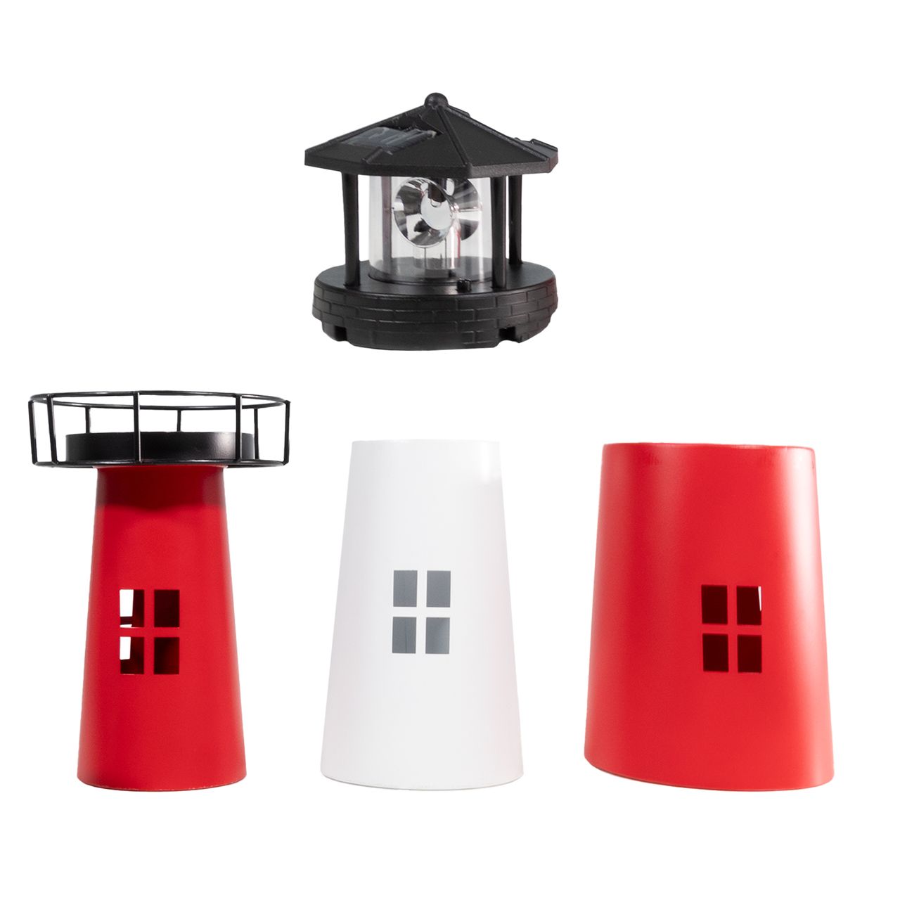 Lemodo Gartendeko Solar Leuchtturm mit rotierender LED-Beleuchtung 60 cm hoch
