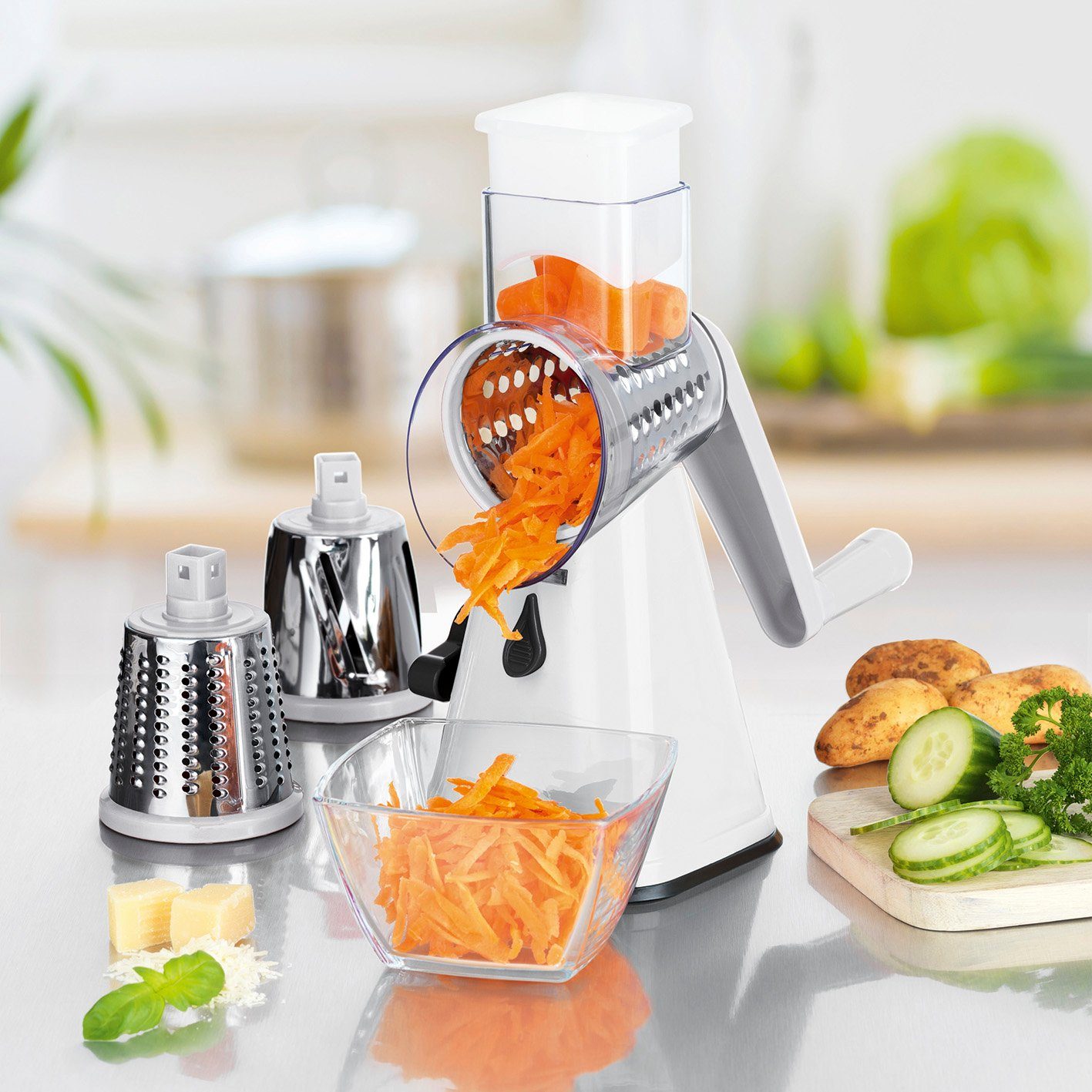 MAXXMEE Allesschneider MAXXMEE Multi-Schneider Spin Slicer 6-tlg. weiß