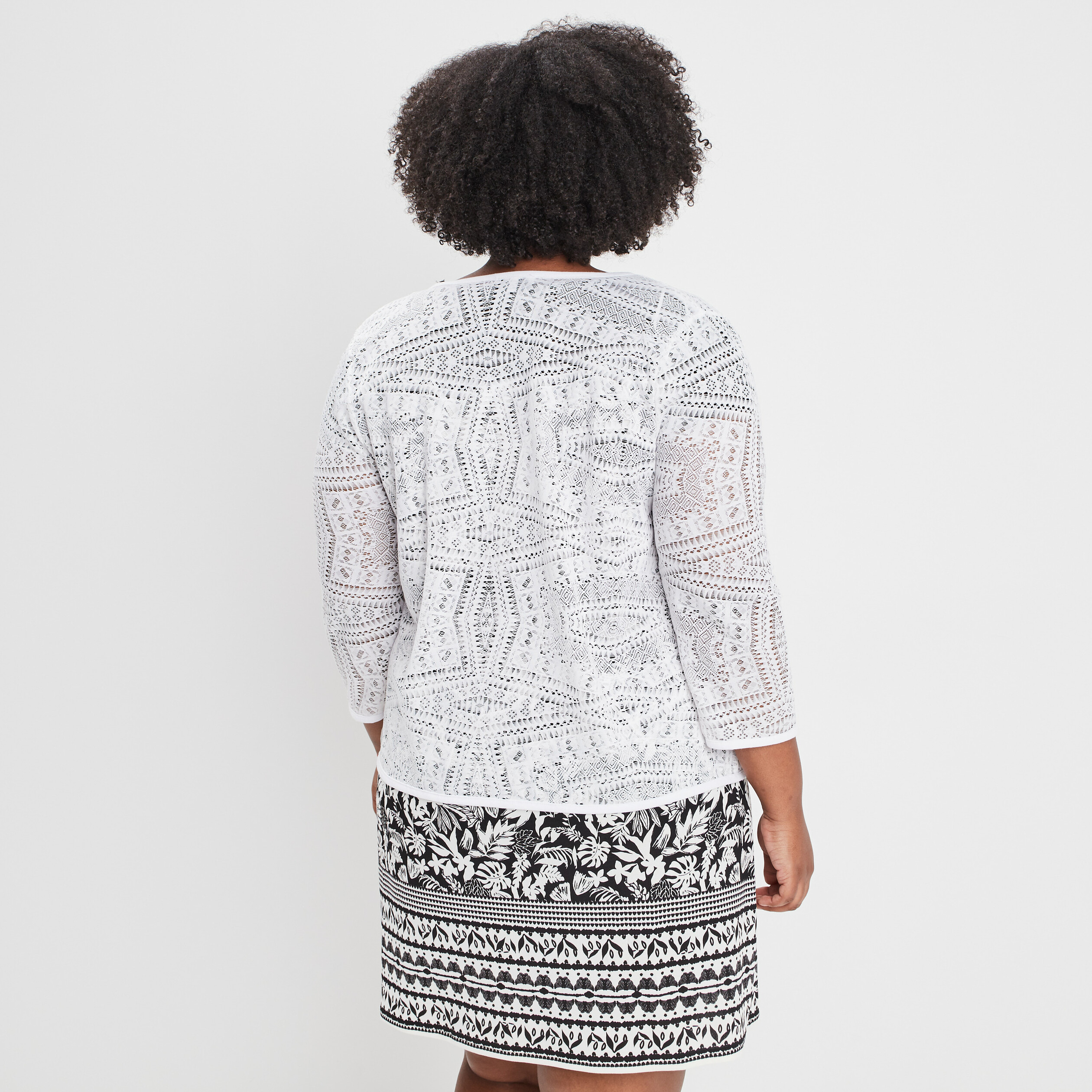 Gilet manches 3 4 ivoire femme grande taille | La Halle