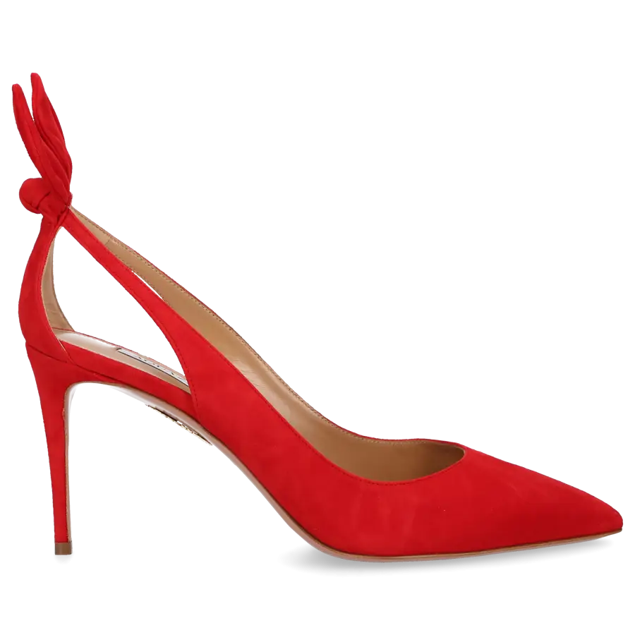 Aquazzura - Pumps BOW TIE 85 Veloursleder - rot