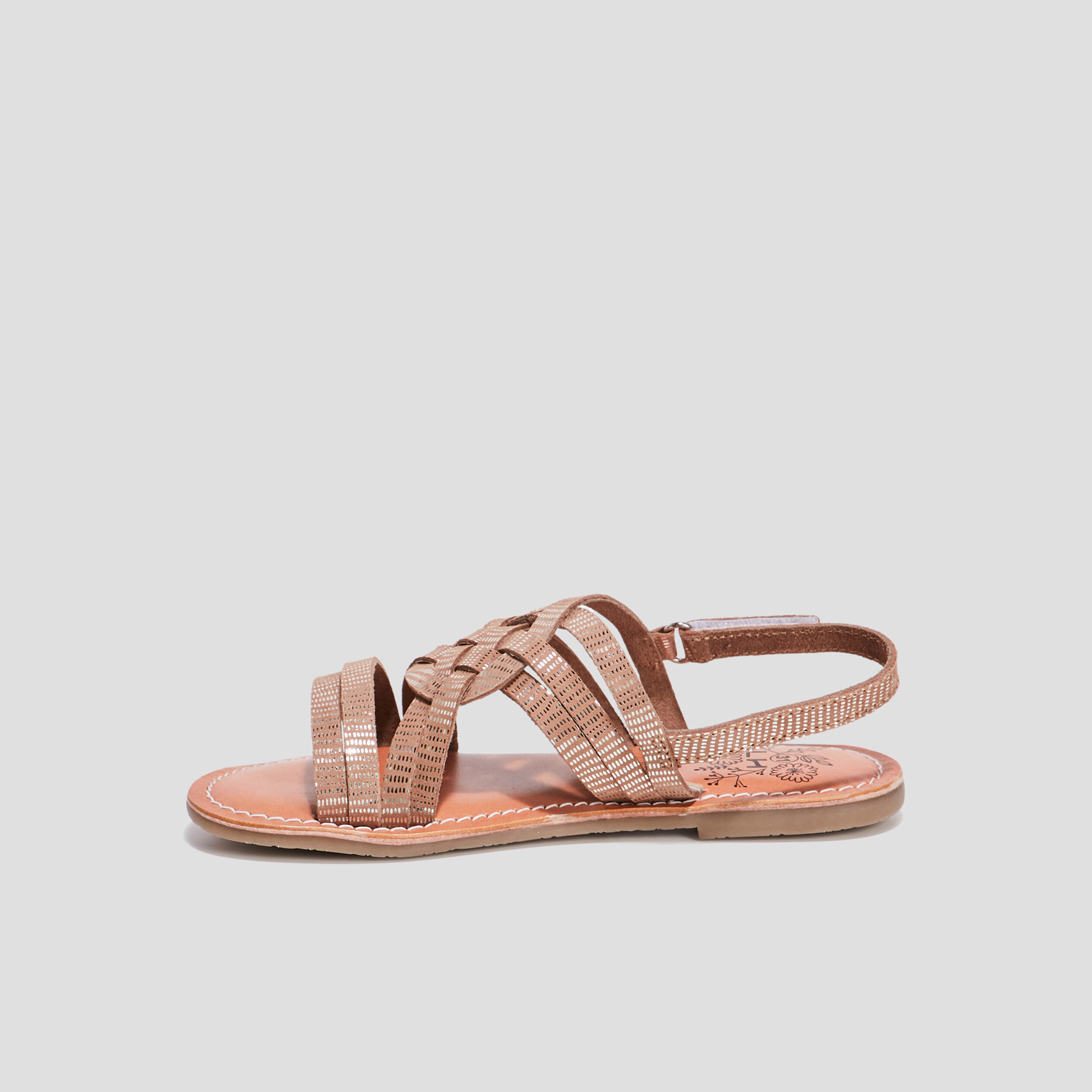 Sandales en cuir couleur bronze fille | La Halle