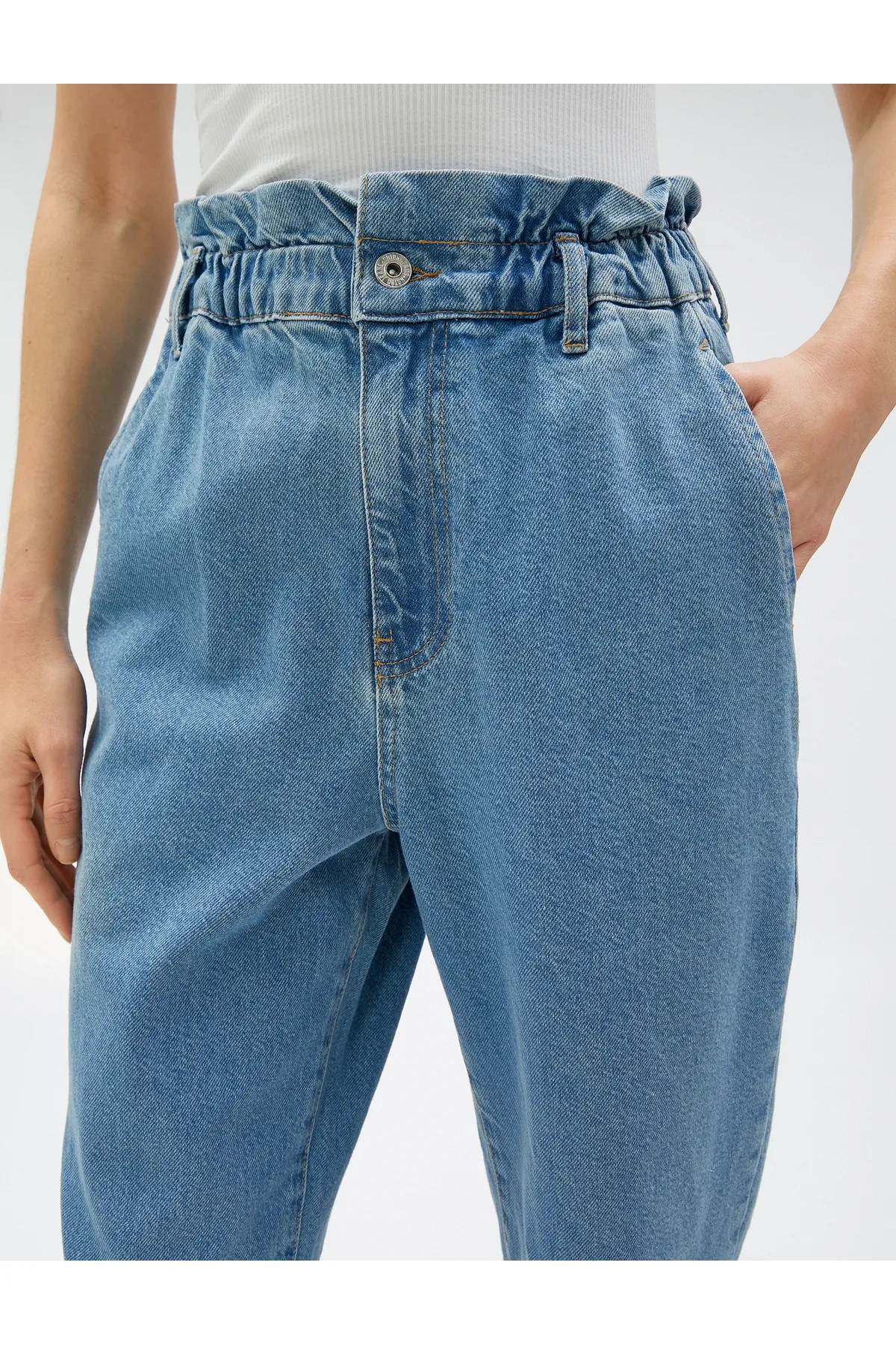 Koton  Jeans mit elastischem Bund, entspannter Schnitt, hohe Taille – Baggy-Jeans