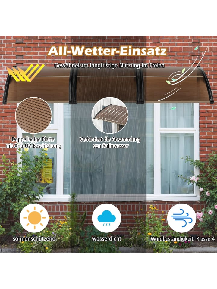 COSTWAY Vordach für Haustür 122x99cm in Braun günstig kaufen onesize