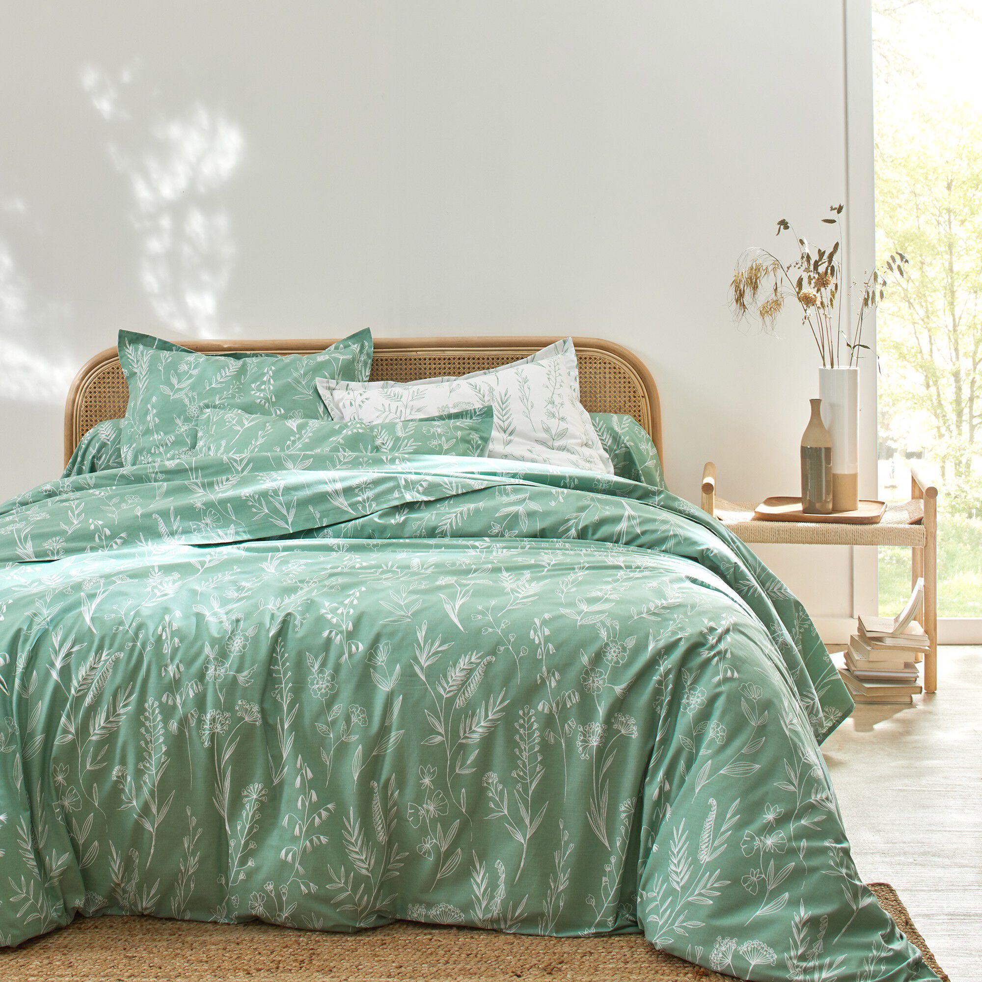 Linge de lit Alessia en coton imprimé fleuri
