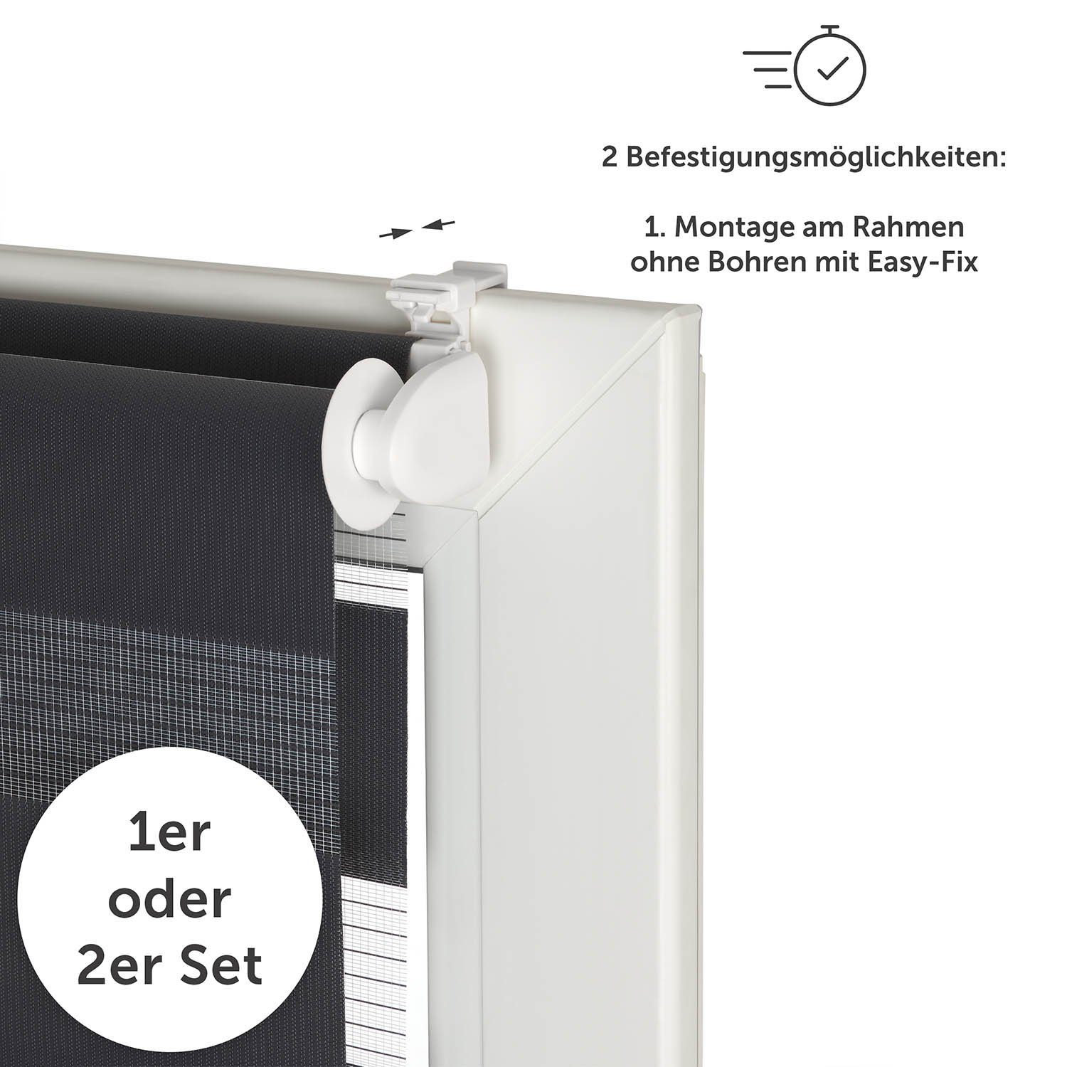 Doppelrollo Klemmfix Rollo, Rollos für Fenster ohne Bohren, Blumtal, Klemmfix, Klemmrollo für Fenster & Türen, Seitenzugrollo