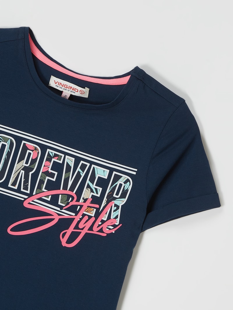 T-Shirt mit Stretch-Anteil Modell 'Higella' in marineblau