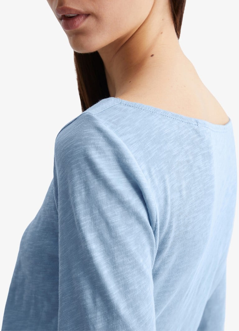 Tricou Marc O'Polo cu mânecă lungă și guler tip bateau din bumbac organic