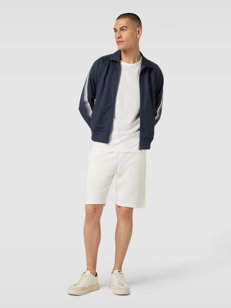 Sweatjacke mit Label-Patch Modell 'PIQUE' in dunkelblau