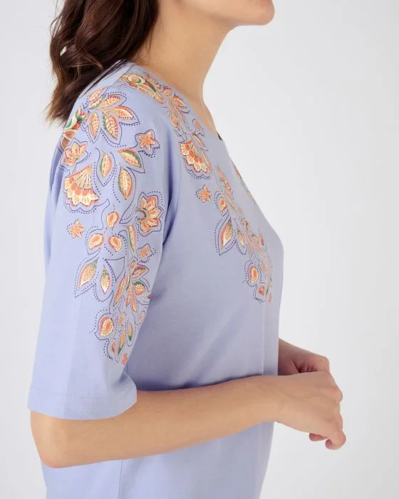 Tee-shirt imprimé placé floral
