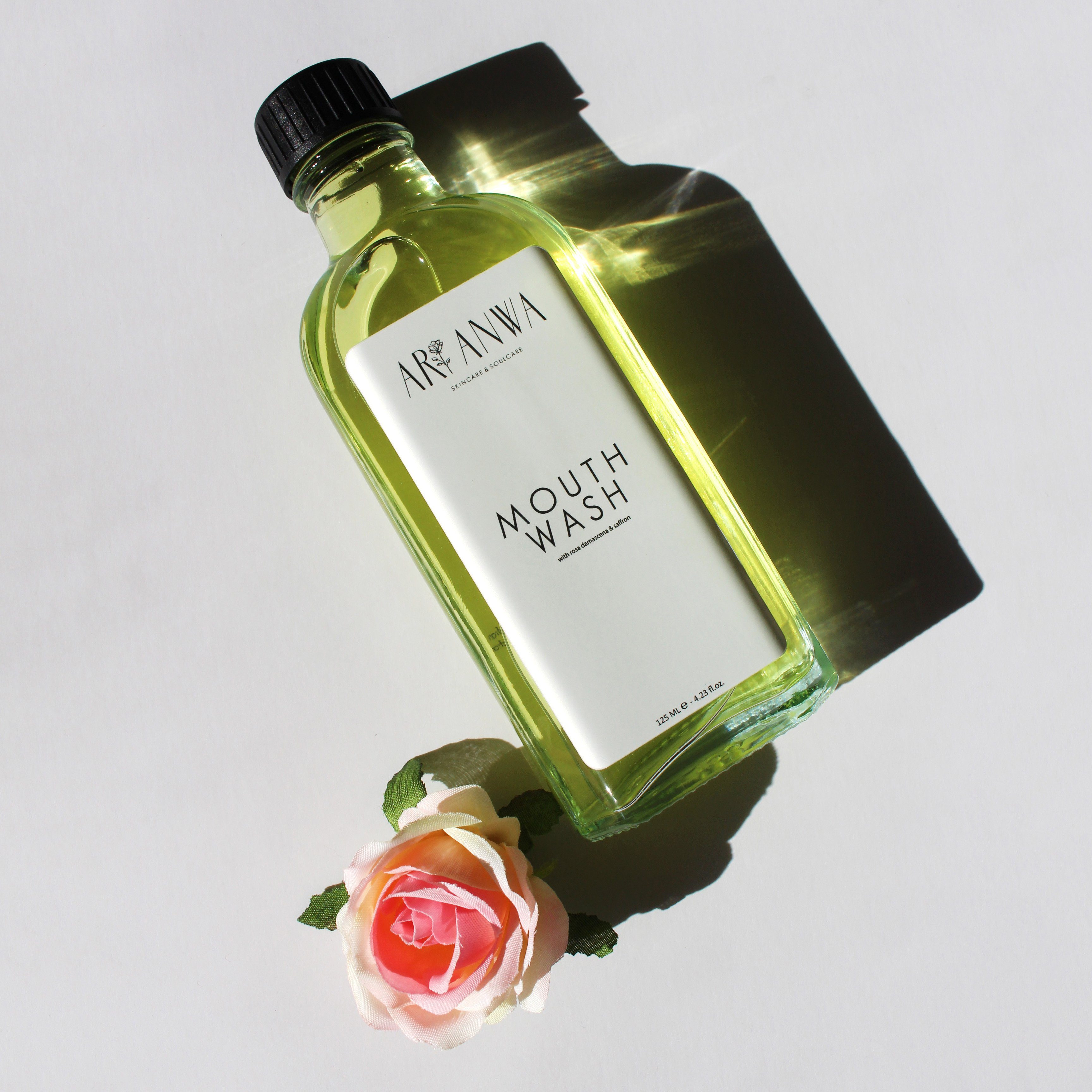 ARI ANWA Skincare Mundwasser, Mouthwash Rose, Mundwasser mit Rosenwasser & Safran