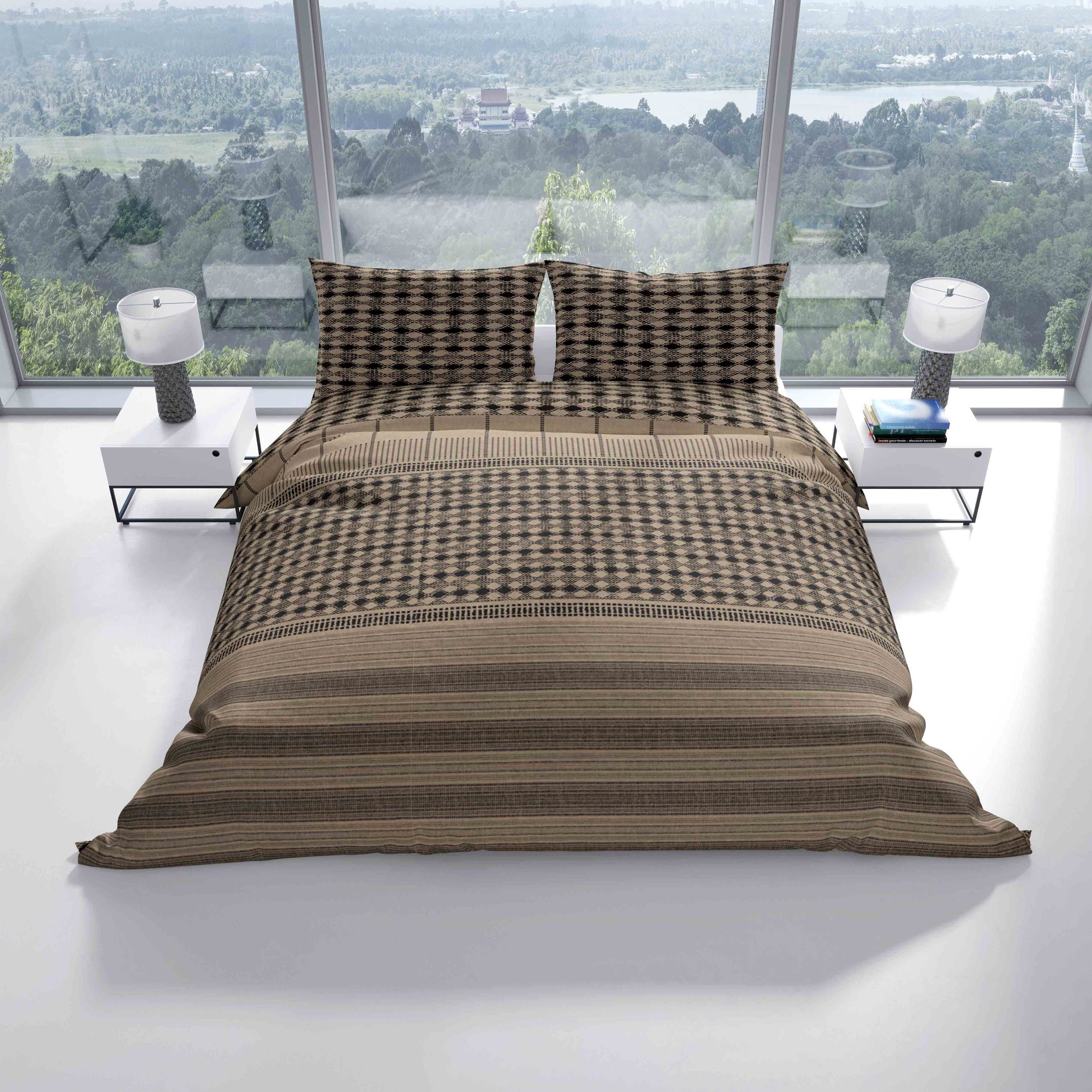 Bettwäsche Baumwolle 135x200, 155x220, 200x200 oder 200x220, Leonado Vicenti, Renforcé, 3 teilig, Karos gestreift mit Reißverschluss